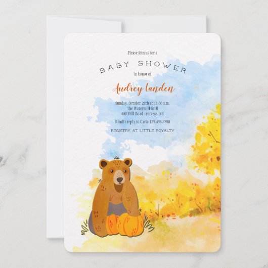 Faire-part de Baby Shower Petit Ours (Devant)