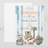 Faire-part de Baby Shower Petit Pêcheur | Rustique (Devant / Derrière)