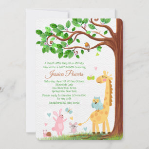 Faire-part de Baby Shower Petits Amis Animaux
