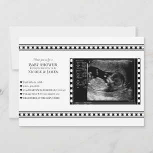 Faire-part de Baby Shower Photo Échographie Film N