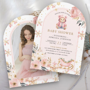 Faire-part de Baby Shower Photo Ours en Peluche Fl