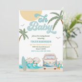 Faire-part de Baby Shower plage en van (Debout devant)