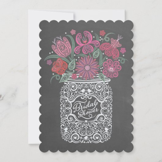 Faire-part de Baby Shower Pot Mason Tableau Noir (Devant)