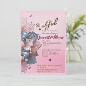 Faire-part de Baby Shower pour Bébé Fille (Debout devant)