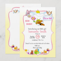 Faire-part de Baby Shower pour Bébé Fille en Thème