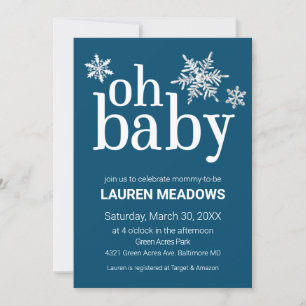 Faire-part de Baby Shower pour Bébé Flocon de Neig