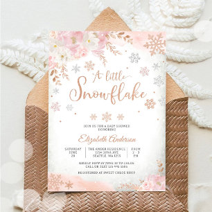 Faire-part de Baby Shower pour Bébé Hiver Flocon d