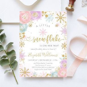 Faire-part de Baby Shower pour Bébé Hiver Flocon d