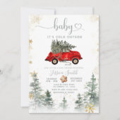 Faire-part de Baby Shower pour Bébé Hiver Voiture (Devant)