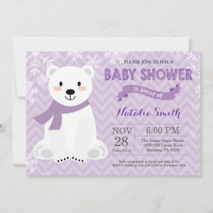 Faire-part de Baby Shower pour Bébé Ours Polaire V