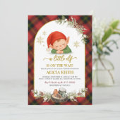 Faire-part de Baby Shower pour Garçon Elf de Noël (Debout devant)