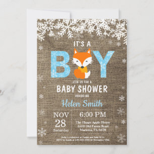 Faire-part de Baby Shower pour garçon en hiver ave