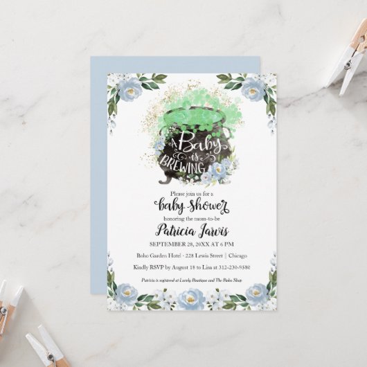 Faire-Part de Baby-Shower pour Garçon : Un Bébé Es (Devant/Arrière en situation)