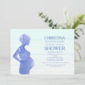 Faire-part de Baby Shower pour le futur bébé bleu  (Debout devant)