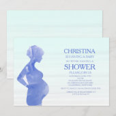 Faire-part de Baby Shower pour le futur bébé bleu  (Devant / Derrière)