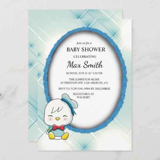 Faire-part de Baby Shower pour un adorable petit c (Devant / Derrière)