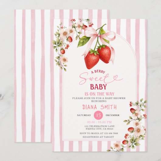 Faire-part de Baby Shower pour un Bébé Coquette au (Devant / Derrière)