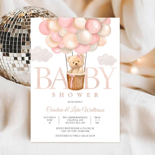 Faire-part de Baby Shower pour un bébé ours en bal