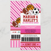 Faire-part de Baby Shower pour un couple de sporti (Devant / Derrière)