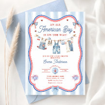 Faire-part de Baby Shower pour un Garçon Tout Amér