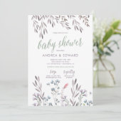 Faire-part de Baby Shower pour un mariage de fleur (Debout devant)
