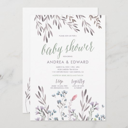 Faire-part de Baby Shower pour une Mariage aux Fle (Devant / Derrière)