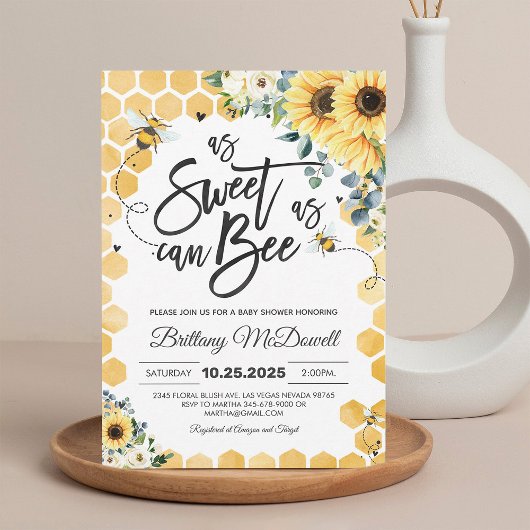Faire-part de Baby Shower pour une petite abeille,