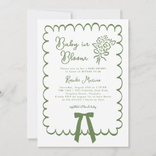 Faire-part de Baby Shower Rose Bébé en Fleur Doodl