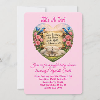 Faire-Part de Baby Shower Rose C'est Une Fille