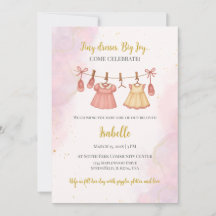 Faire-part de Baby Shower Rose et Or