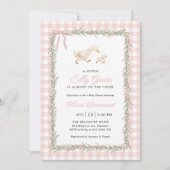 Faire-part de Baby Shower Rose Gingham Vert pour u (Devant)
