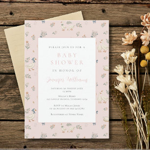 Faire-part de Baby Shower Rose pour une Douce Oie