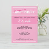 Faire-Part de Baby-Shower Rose Une Nouvelle Aventu (Debout devant)