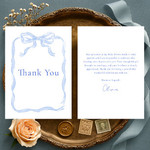 Faire-part de Baby Shower Ruban Coquette Bleu Pous