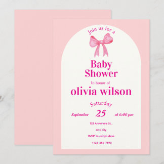 Faire-part de baby shower Ruban Rose.elegant baby 
