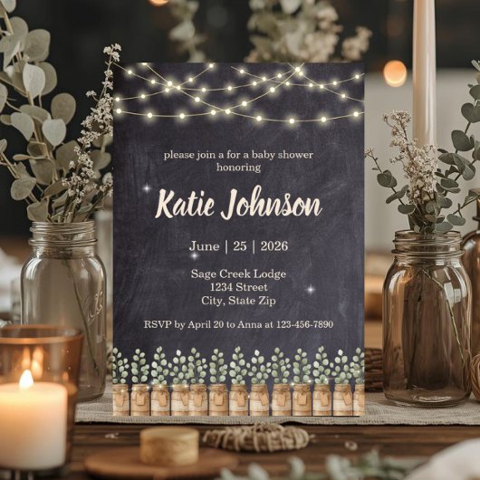 Faire-Part de Baby Shower Rustique avec Pot Mason