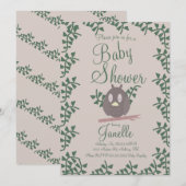 Faire-part de Baby Shower Rustique Bébé Chouette e (Devant / Derrière)
