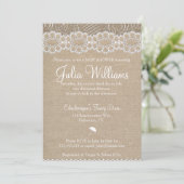 Faire-part de Baby Shower Rustique Burlap & Dentel (Debout devant)