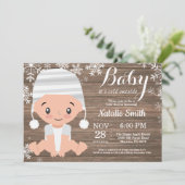 Faire-part de Baby Shower Rustique d'Hiver (Debout devant)