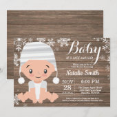 Faire-part de Baby Shower Rustique d'Hiver (Devant / Derrière)