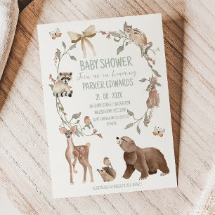 Faire-part de Baby Shower Rustique Marron en Bois