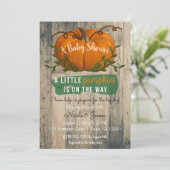 Faire-part de Baby Shower Rustique Petit Citrouill (Debout devant)