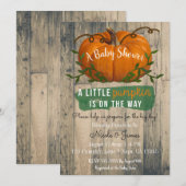 Faire-part de Baby Shower Rustique Petit Citrouill (Devant / Derrière)