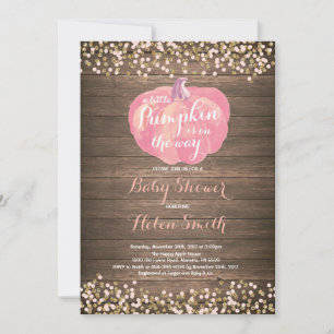 Faire-part de Baby Shower Rustique Rose et Or Citr