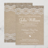 Faire-part de Baby Shower rustique toile de jute e (Devant / Derrière)