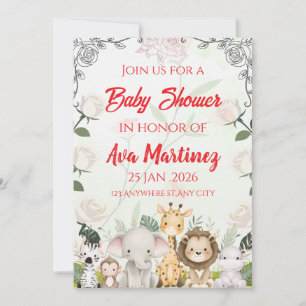 Faire-part de Baby Shower Safari