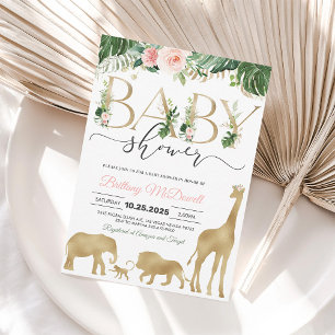 Faire-part de Baby Shower Safari Fille Eléphant Do