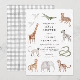 Faire-part de Baby Shower sur le thème des Animaux
