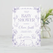 Faire-part de Baby Shower sur le thème des animaux (Debout devant)