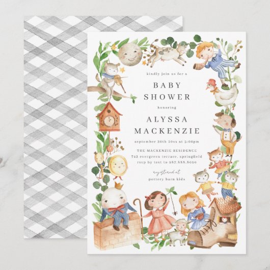 Faire-part de Baby Shower sur les Comptines (Devant / Derrière)